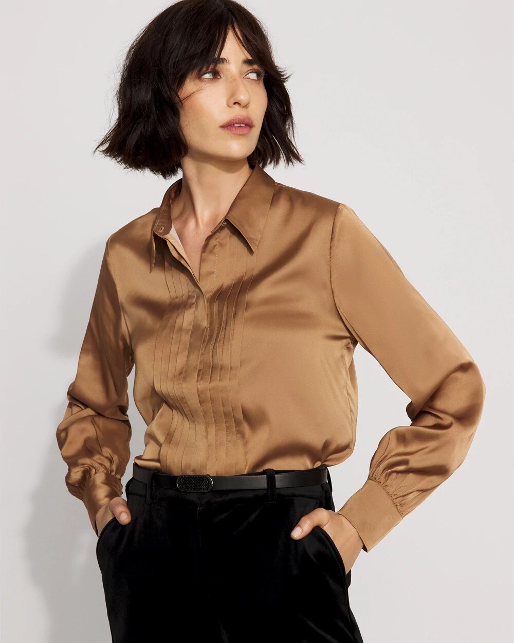WHBM_LS Satin Pleat